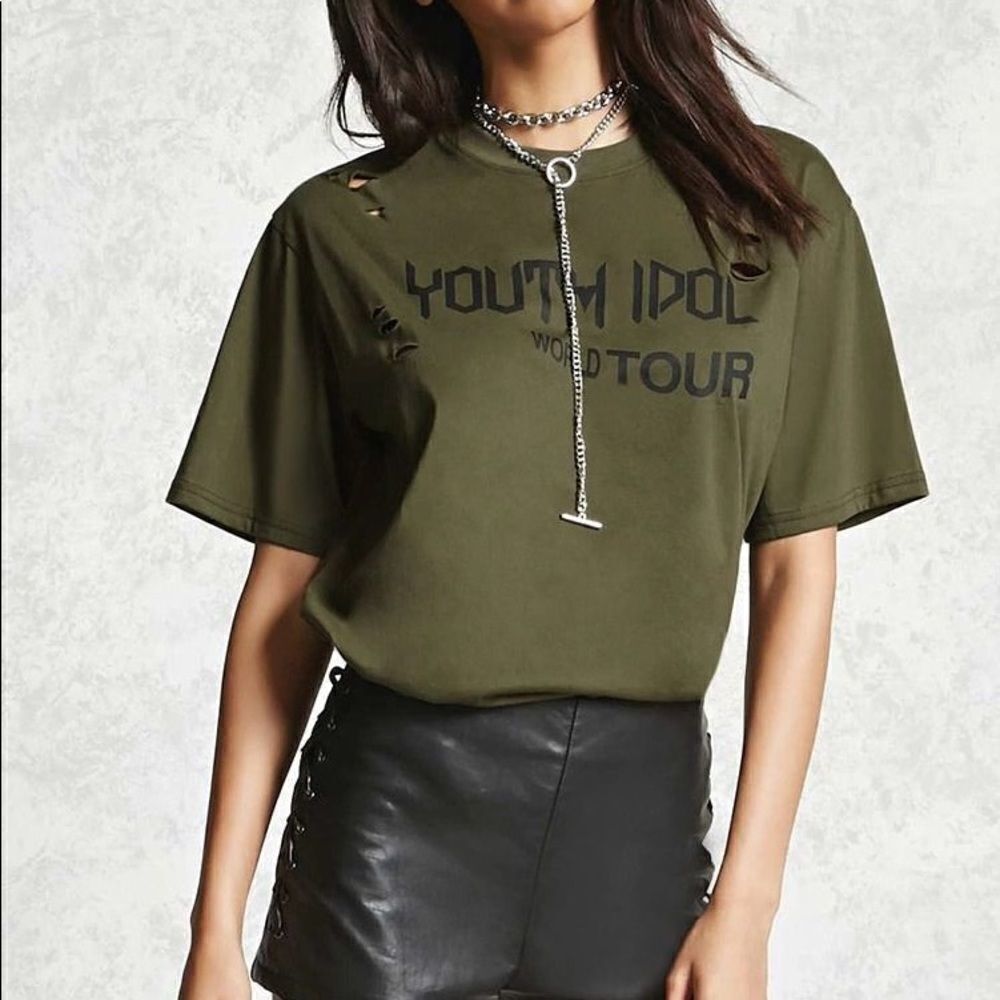 Forever 21 Youth Idol World Tour Distressed Tee